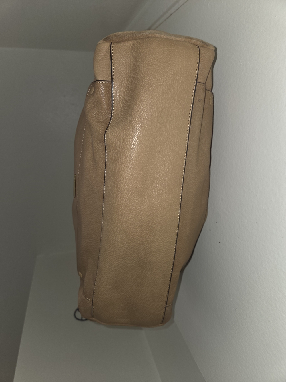 Vince Camuto Two-Tone Tan Leather & Suede Shoulder Hobo - Picture 5 of 5